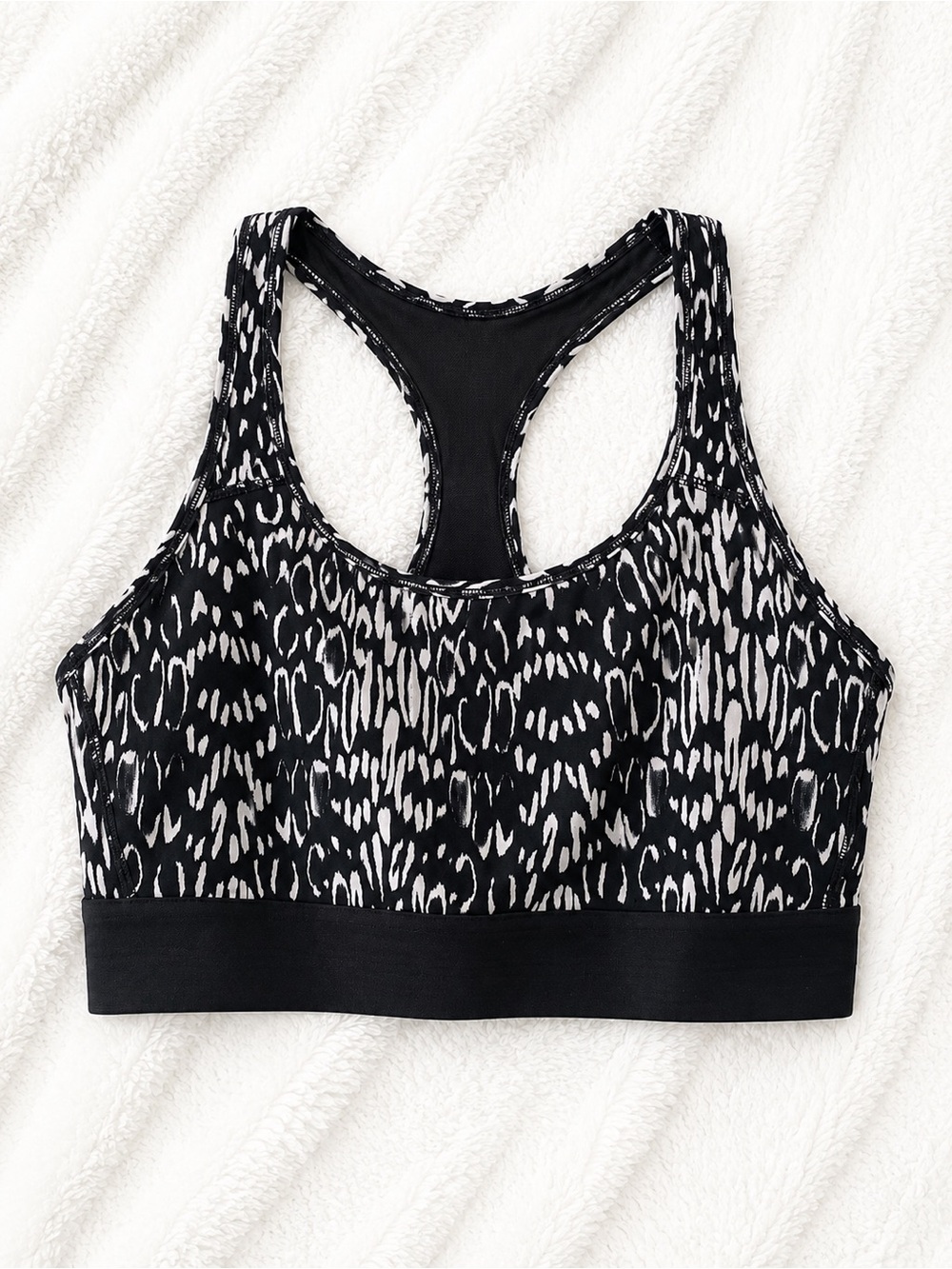 Victoria's Secret Black & White Printed Racerback Sports Bra